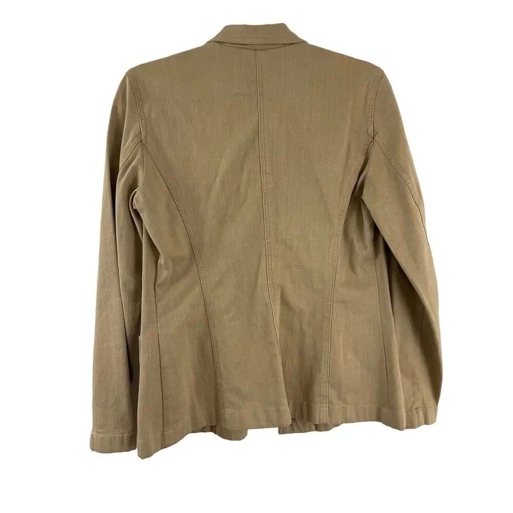 Ann Taylor Size 4 Women's Blazer Jacket Brown Tan Button  Jacket Work Cotton - Picture 2 of 11